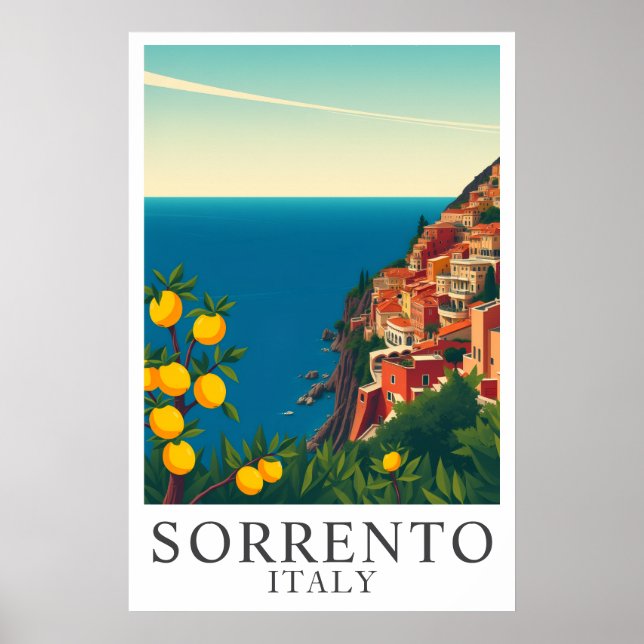 Sorrento Italy Vintage Lemons Travel Art Poster (Vorne)