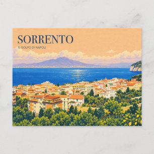 Sorrento und Vesuv Retro-Reise-Kunst Postkarte
