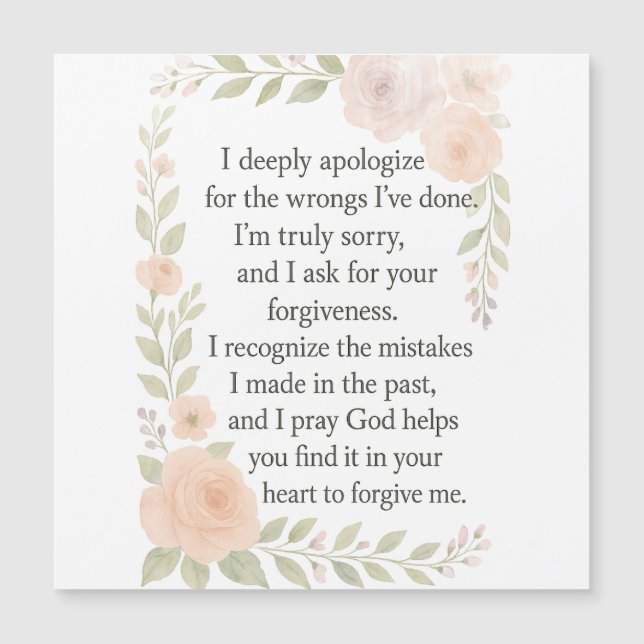 Sorry/Apology\ Forgiveness Floral Magnetic Card Magnetkarte (Vorderseite)
