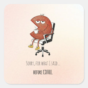 Sorry Before Coffee Retro Cartoon Laptop Aufkleber