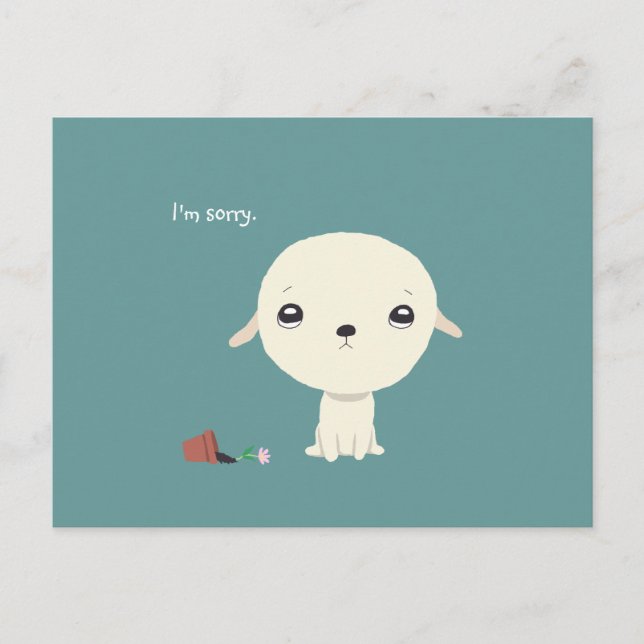 Sorry Card Niedlich Puppy Eyes Sorry Postcard Postkarte (Vorderseite)