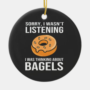 Sorry, dass ich über Bagels jüdischen Hanukkah nac Keramik Ornament