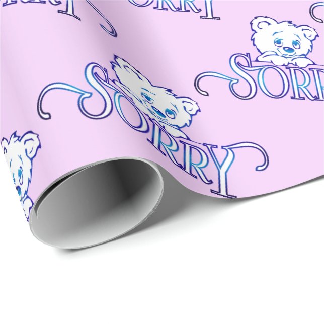 SORRY EYES BEAR AUF PINK GESCHENKPAPIER (Rolleneckpunkt)