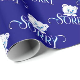 SORRY EYES BEAR ON DARK BLUE GESCHENKPAPIER