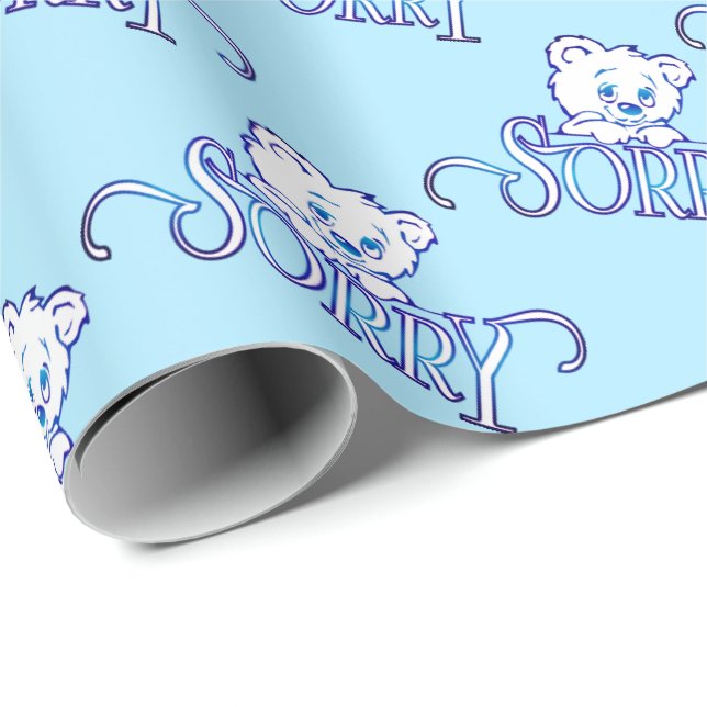 SORRY EYES BEAR ON LIGHT BLUE GESCHENKPAPIER (Rolleneckpunkt)
