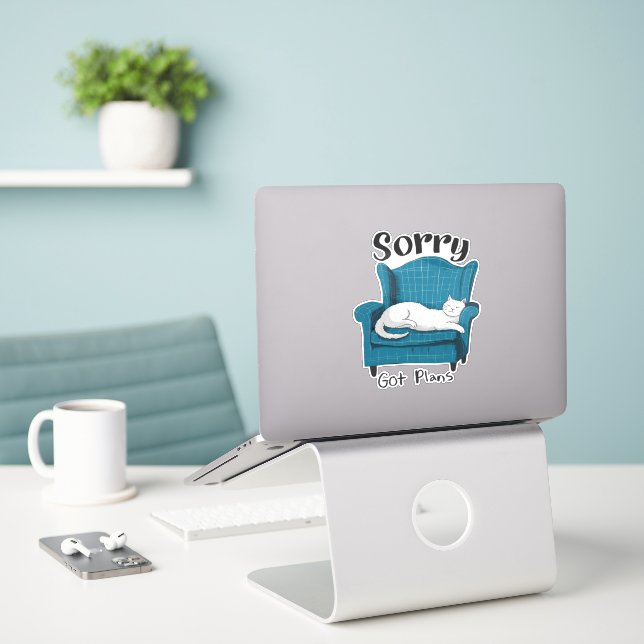 Sorry Got Plans Funny Cat Lover Gift  Aufkleber (Laptop auf Schreibtisch)