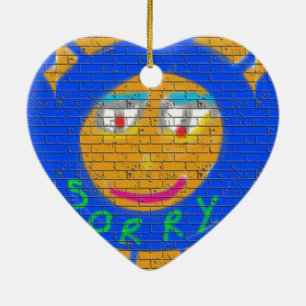 Sorry Graffiti, Art Sad Face, Sadness Regret Keramik Ornament