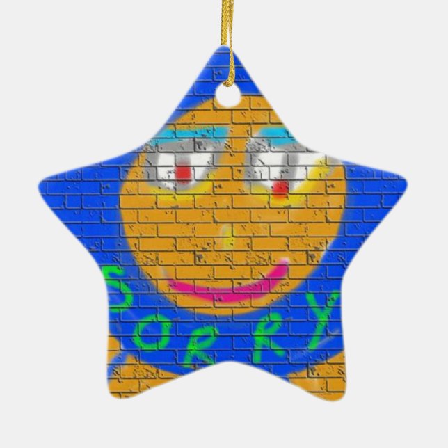Sorry Graffiti, Art Sad Face, Sadness Regret Keramikornament (Hinten)
