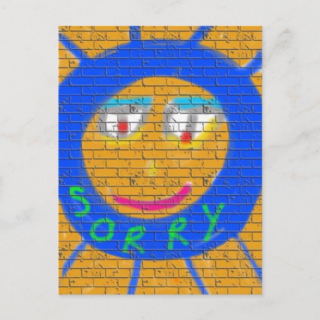 Sorry Graffiti, Art Sad Face, Sadness Regret Postkarte (Vorderseite)