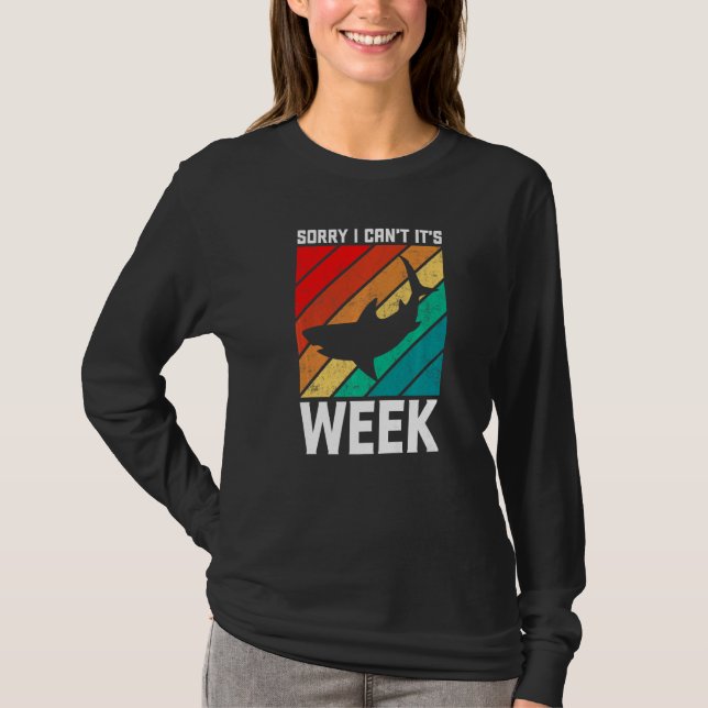 Sorry I Can't it's Week  Shark Kids Men Women Vint T-Shirt (Vorderseite)