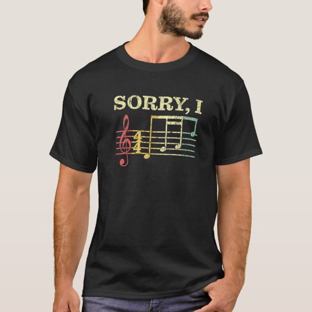 Sorry I-DGAF Funny Guitarist Musical Notes verstec T-Shirt (Vorderseite)