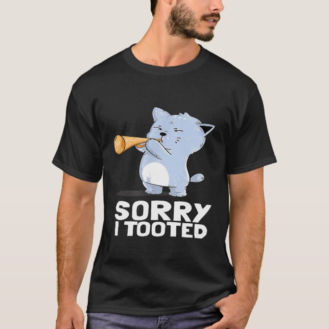Sorry I Toooot Funny Trumpet Cat Band Music Joke T T-Shirt (Vorderseite)