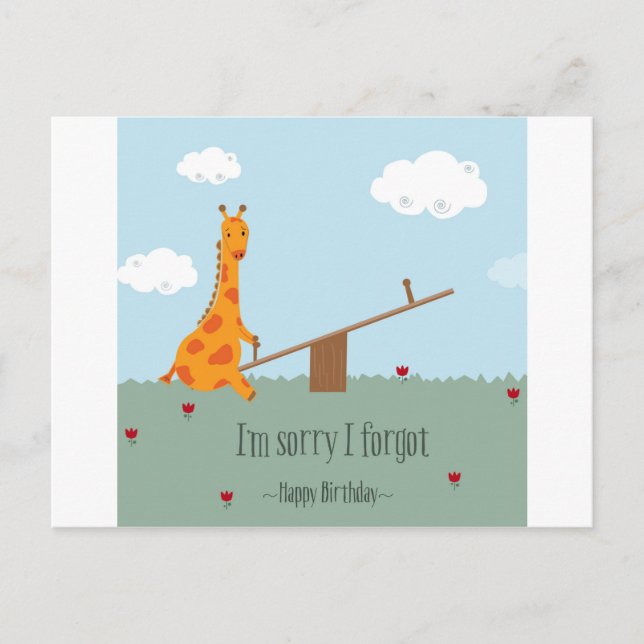 Sorry I vergaß - Happy Birthday Postkarte (Vorderseite)