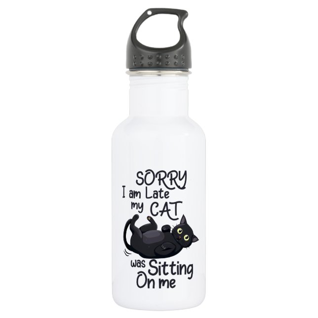 Sorry, ich bin spät - Cat Rules! Edelstahlflasche (Vorderseite)