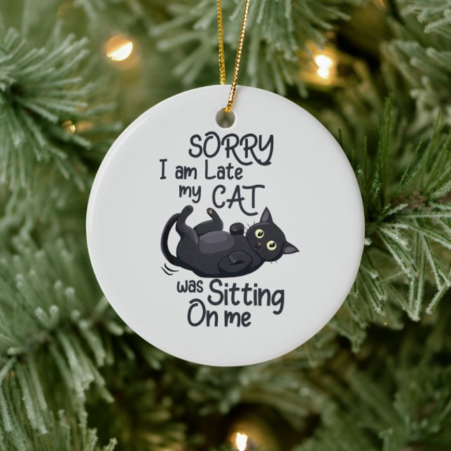 Sorry, ich bin spät - Cat Rules! Keramik Ornament (Baum)