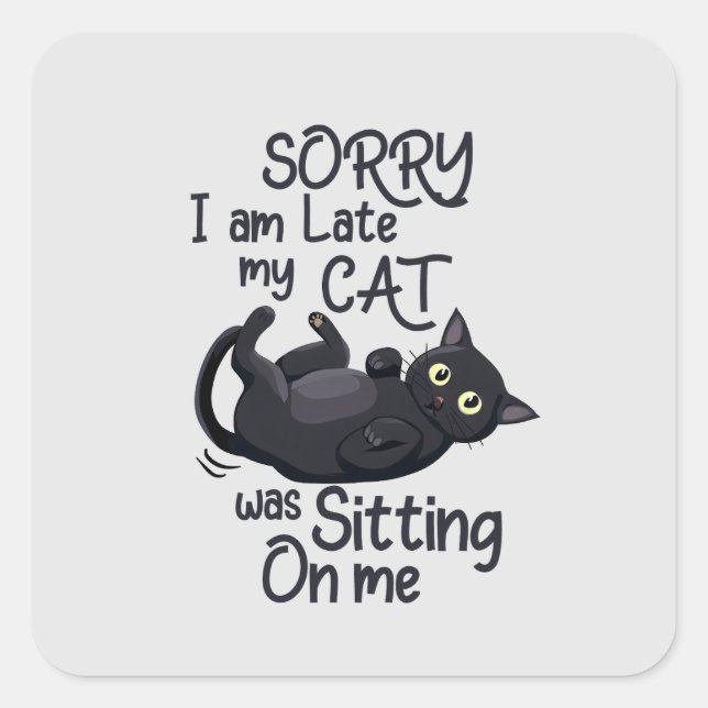 Sorry, ich bin spät - Cat Rules! Quadratischer Aufkleber (Vorderseite)