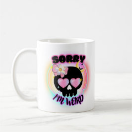 Sorry I'm Weird Cute Goth Skull Sticker Style Mug  Kaffeetasse