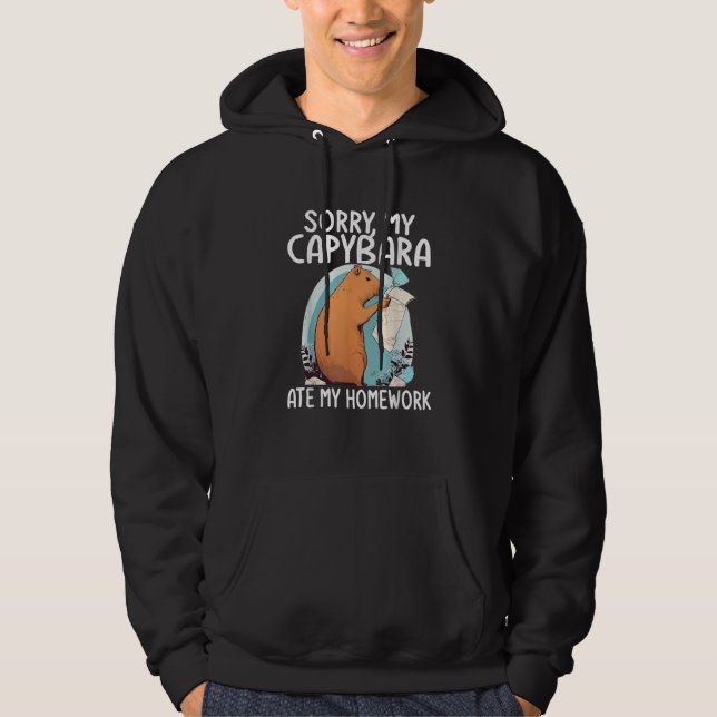 Sorry, mein Capybara Ate Meine Hausaufgaben Funny Hoodie (Vorderseite)