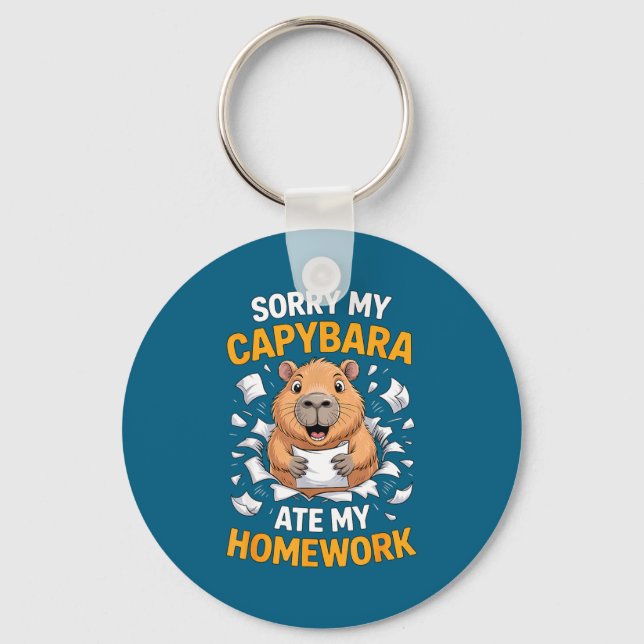 Sorry My Capybara Ate My Homework Funny Rodent  Schlüsselanhänger (Vorderseite)