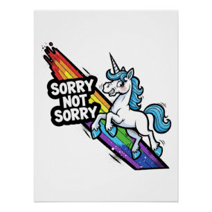 Sorry not Sorry Einhorn Glänzendes Poster