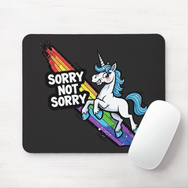 Sorry not Sorry Einhorn-Mauspad Mousepad (Mit Mouse)