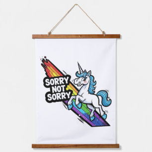 Sorry not Sorry Einhorn Wandteppich Mit Holzrahmen