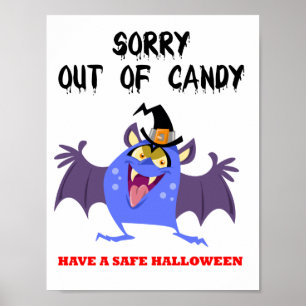 Sorry Out Halloween Candy Blue Vampire Monster Poster