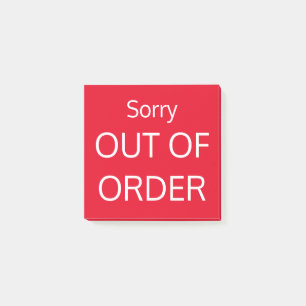 Sorry OUT ORDER Post-it Klebezettel