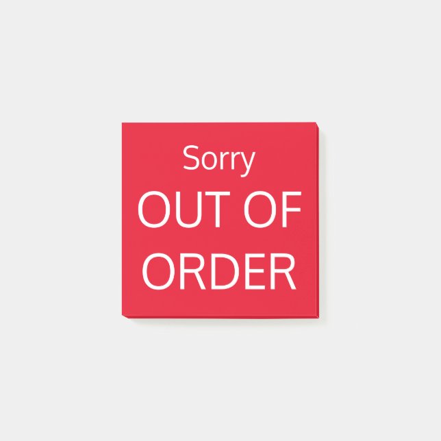 Sorry OUT ORDER Post-it Klebezettel (Vorderseite)