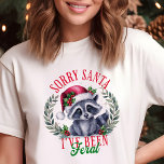Sorry Santa Feral Raccoon Funny Christmas Tri-Blend Shirt<br><div class="desc">Genießen Sie Ihre wilde Seite in dieser Urlaubssaison mit diesem unglaublich witzig Tee "Sorry Santa, I ve Been Feral"! Dieses Shirt mit einem bezaubernden Waschbär, der eine Weihnachtsmannmütze und ein schelliges Grinsen spielt, ist perfekt für alle, die ein gutes Lachen Lieben haben und sich nicht scheuen, zuzugeben, dass sie dieses...</div>