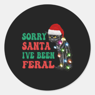 Sorry Santa Ich war Feral Fun Cat Christmas Ligh Runder Aufkleber