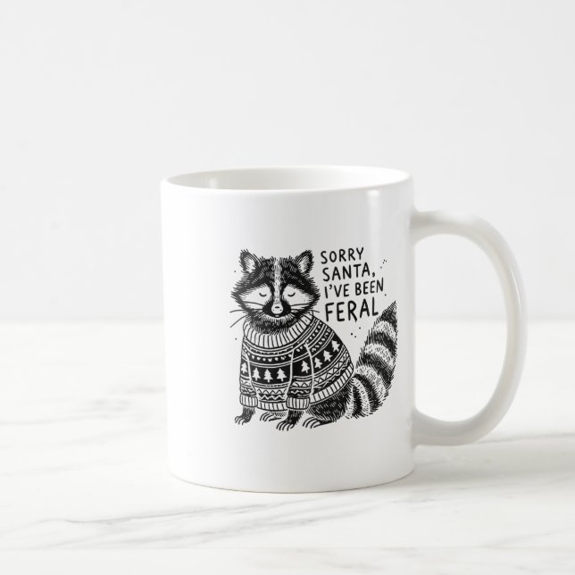 Sorry Santa Ich war Feral Funny Christmas Racc Kaffeetasse (Rechts)