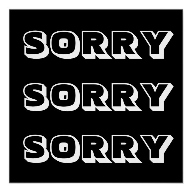 Sorry, Schwarz-weiß modern kühl Poster (Vorderseite)