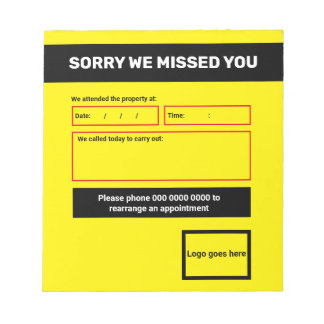 'Sorry, we missing you'notepad design Notizblock