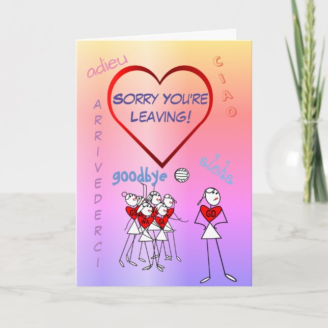 Sorry You're Leaving Netball Goodbye Greeting Karte (Vorderseite)