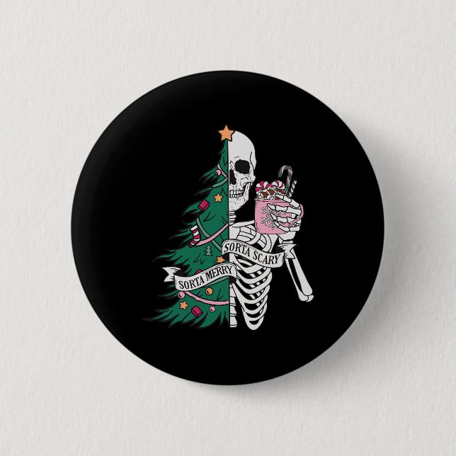 Sorta Beängstigend Sorta Frohe Weihnachten Button (Vorderseite)
