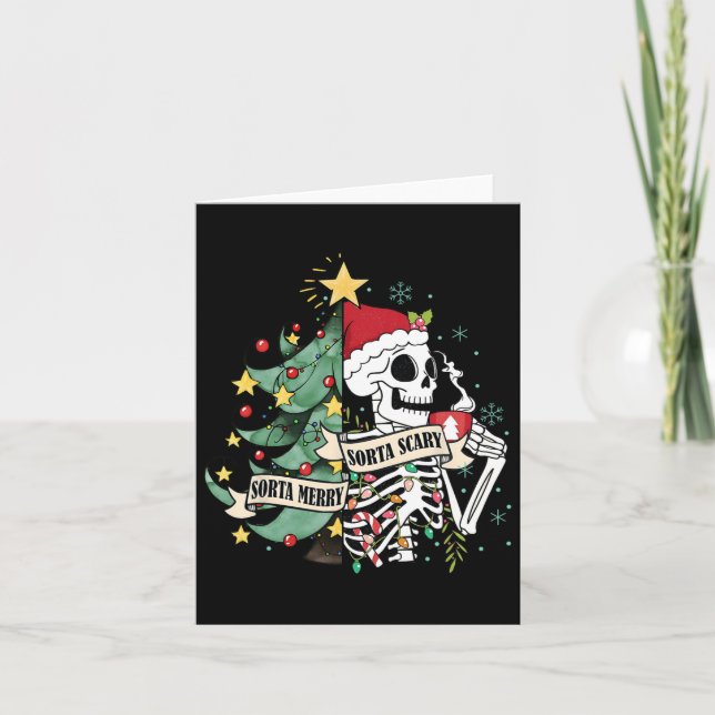 Sorta Merry Sorta Beängstigend Skeleton Snow Chris Karte (Vorderseite)