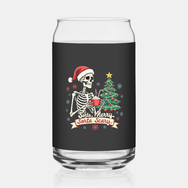 Sorta Merry Sorta Beängstigend Spooky Skeleton Xma Dosenglas (Vorderseite)
