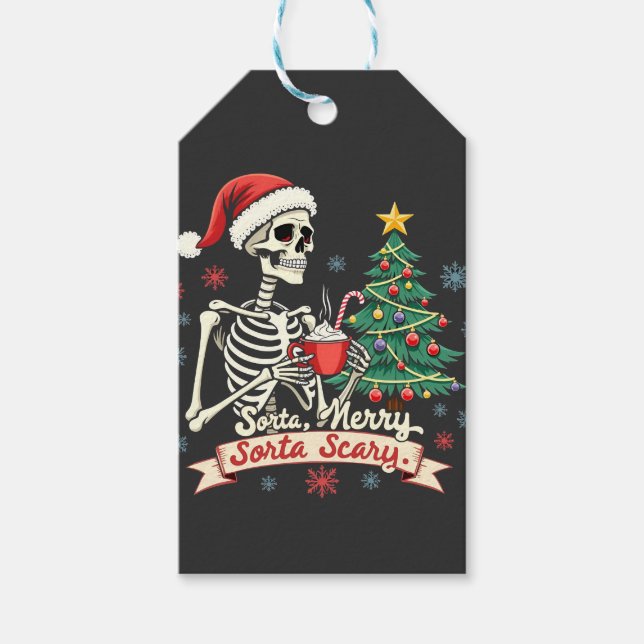 Sorta Merry Sorta Beängstigend Spooky Skeleton Xma Geschenkanhänger (Vorderseite)