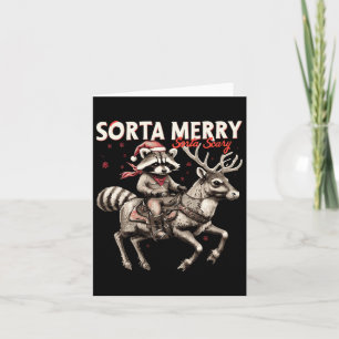 Sorta Merry Sorta Beängstigend Weihnachten Raccoon Karte