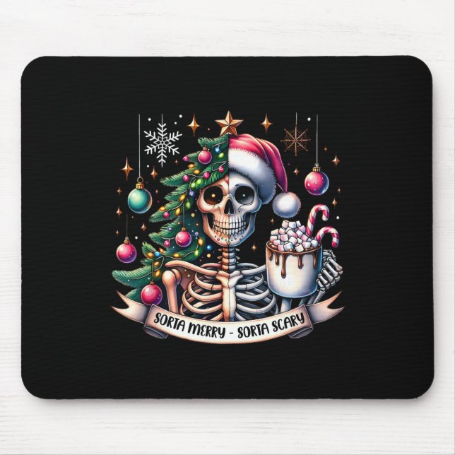 Sorta Merry Sorta Scary Skeleton Heiße Schokolade  Mousepad (Vorne)