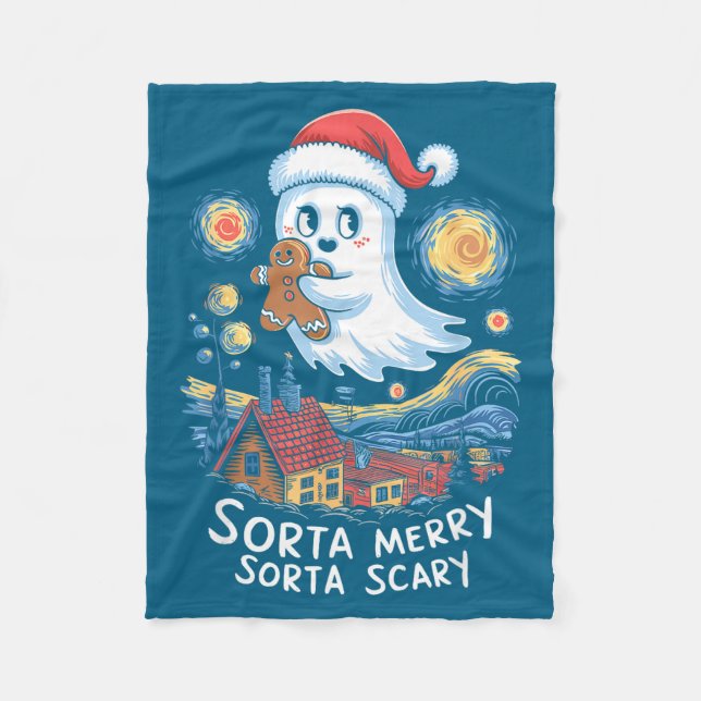 Sorta Merry Sorta Y Santa Ghost Christmas Gingerbr Fleecedecke (Vorderseite)