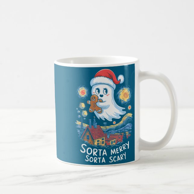 Sorta Merry Sorta Y Santa Ghost Christmas Gingerbr Kaffeetasse (Rechts)