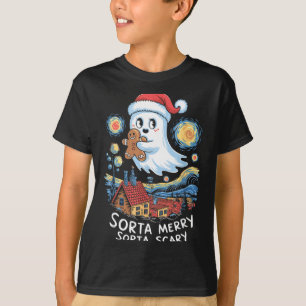 Sorta Merry Sorta Y Santa Ghost Weihnachts-Gingerb T-Shirt