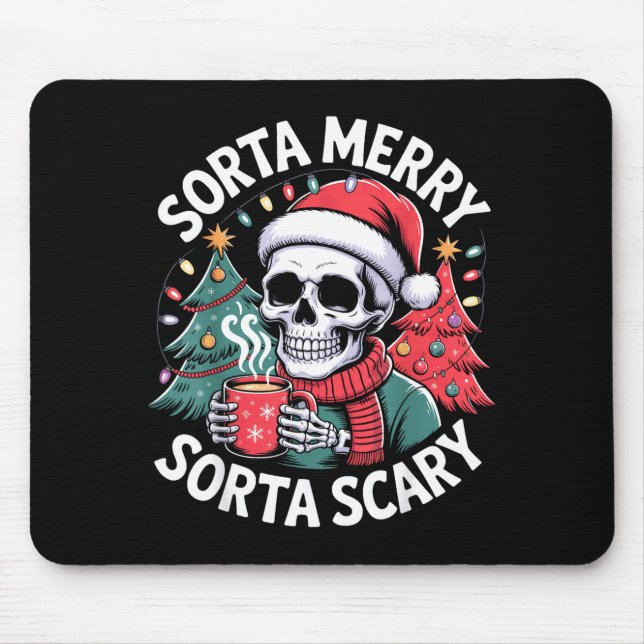 Sorta Merry Sorta Y Skeleton With Santa Hat  Mousepad (Vorne)
