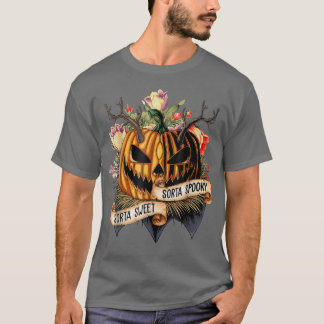 Sorta Sweet Sorta Spooky Floral Scary Pumpkin Hall T-Shirt