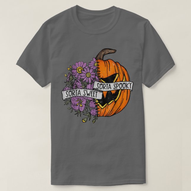 Sorta Sweet Sorta Spooky Funny Hallowen Pumpkin 25 T-Shirt (Design vorne)