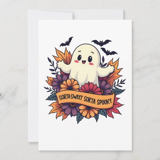 Sorta Sweet Sorta Spooky Halloween Ghost Fall Lieb Dankeskarte (Vorderseite)