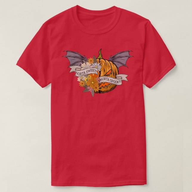 Sorta Sweet Sorta Spooky Scary Bat Pumpkin Hallowe T-Shirt (Design vorne)