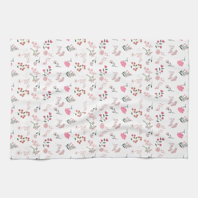 Sortierte delikate Blume in Pattern Küchenhandtüch Geschirrtuch (Horizontal)